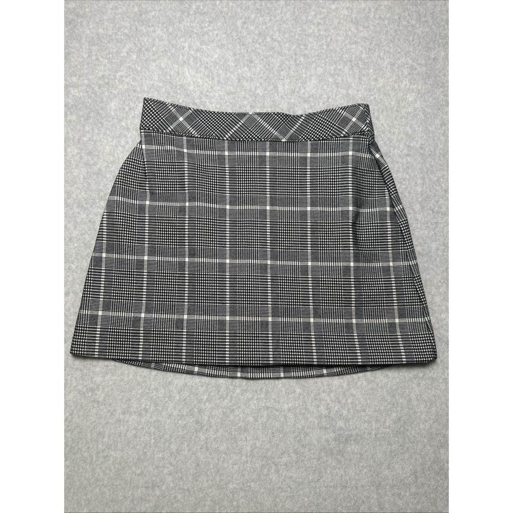 Spanx The Perfect‎ Mini Skort/Skirt 17" Plaid Jacquard Black/White Size Medium